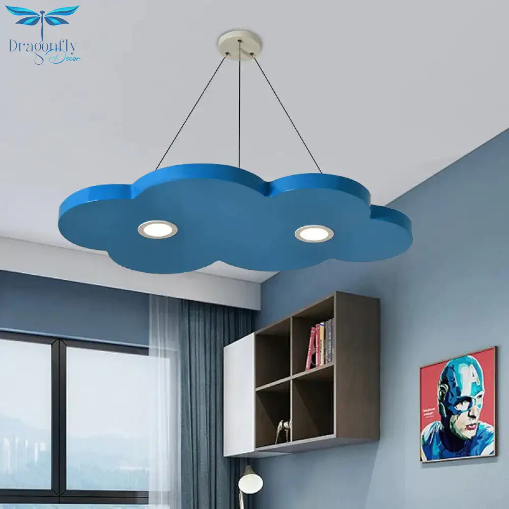 Cartoon Style Cloud Chandelier Lighting Metallic 12.5’/19.5’ W Led Living Room Pendant Lamp In
