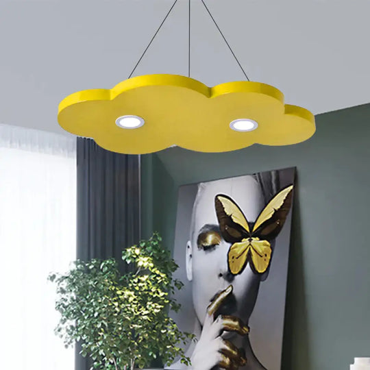 Cartoon Style Cloud Chandelier Lighting Metallic 12.5’/19.5’ W Led Living Room Pendant Lamp In