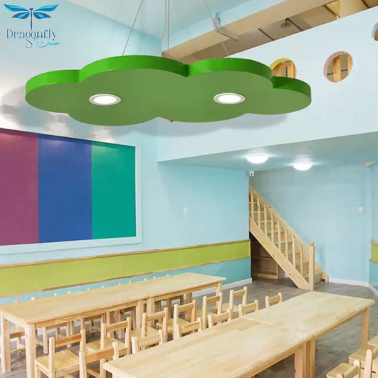 Cartoon Style Cloud Chandelier Lighting Metallic 12.5’/19.5’ W Led Living Room Pendant Lamp In