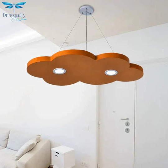 Cartoon Style Cloud Chandelier Lighting Metallic 12.5’/19.5’ W Led Living Room Pendant Lamp In