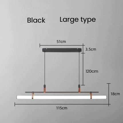 Casia V - Modern Linear Led Bar Pendant Lamp For Dinning Room Kitchen Office Space Black Large Type