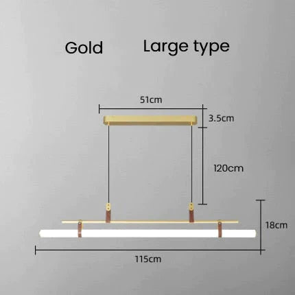 Casia V - Modern Linear Led Bar Pendant Lamp For Dinning Room Kitchen Office Space Gold Large Type