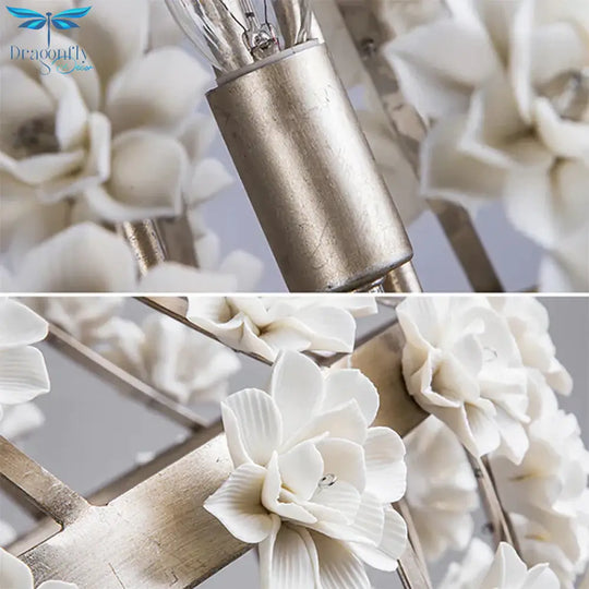 Ceramic Flowers 3 Bulbs Hanging Ceiling Light