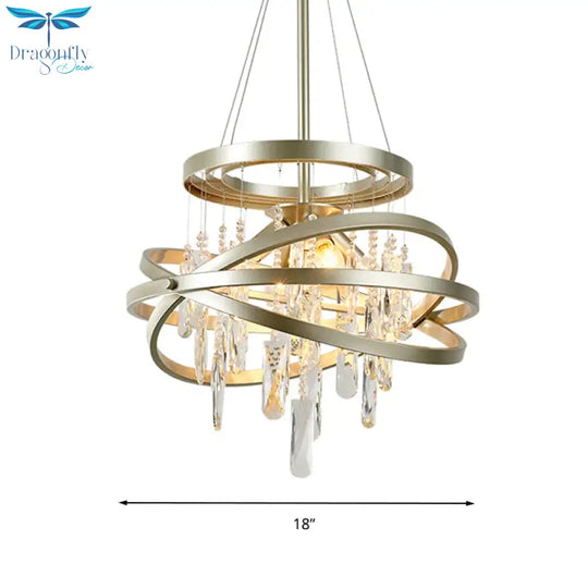 Champagne Orbit Chandelier Light Fixture Modernism 4 Heads Crystal Drop Ceiling Lamp