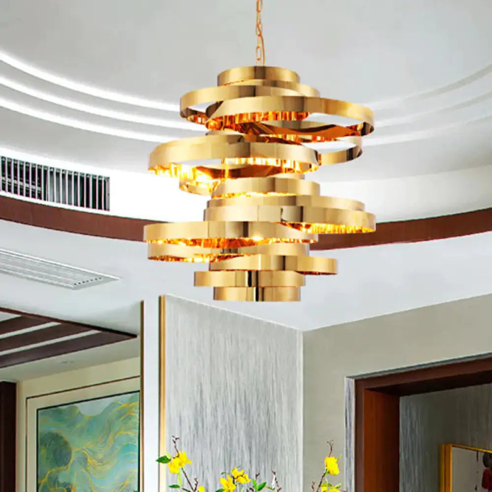 Circle Living Room Ceiling Chandelier Colonial Metal 6/8 Heads Gold Pendant Light 8 /