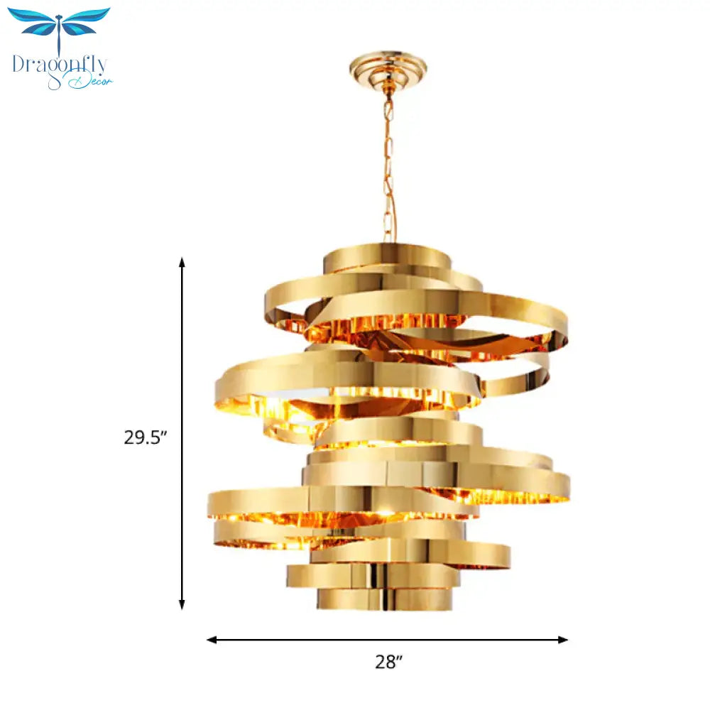 Circle Living Room Ceiling Chandelier Colonial Metal 6/8 Heads Gold Pendant Light