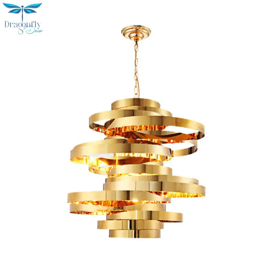 Circle Living Room Ceiling Chandelier Colonial Metal 6/8 Heads Gold Pendant Light
