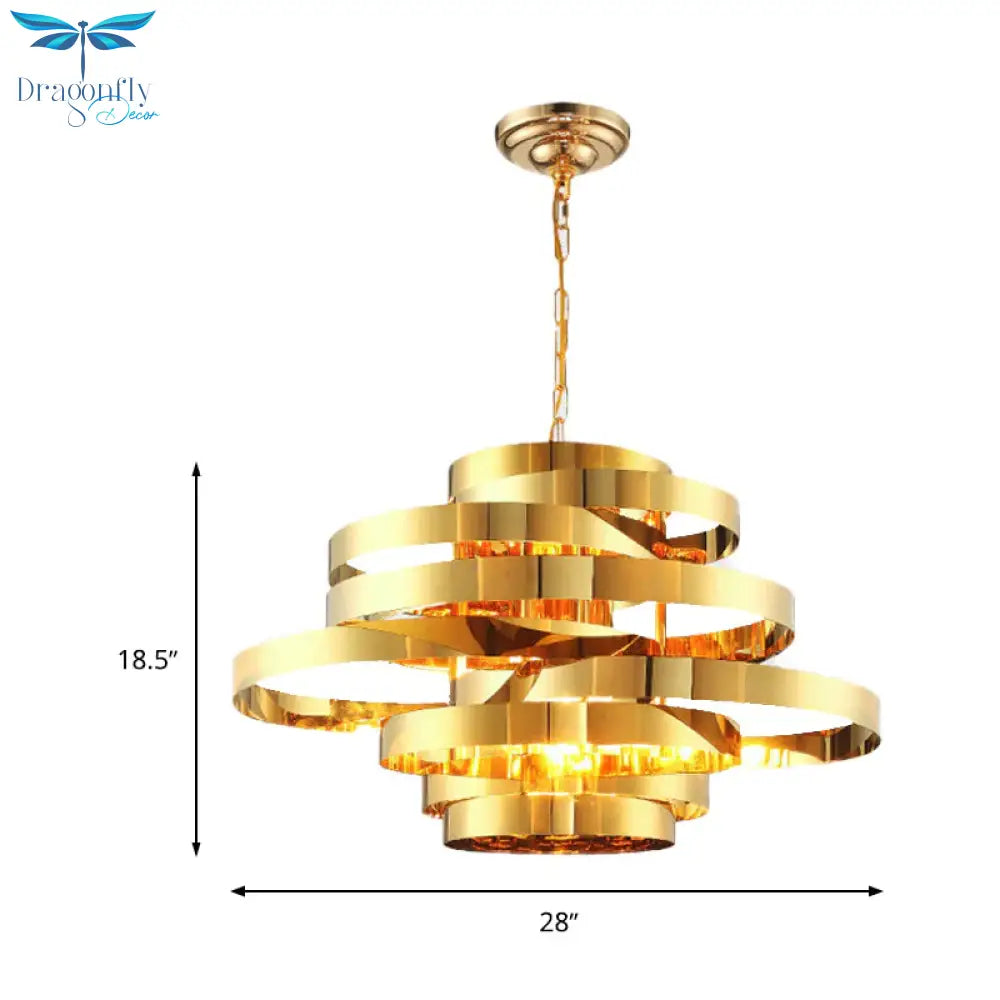 Circle Living Room Ceiling Chandelier Colonial Metal 6/8 Heads Gold Pendant Light