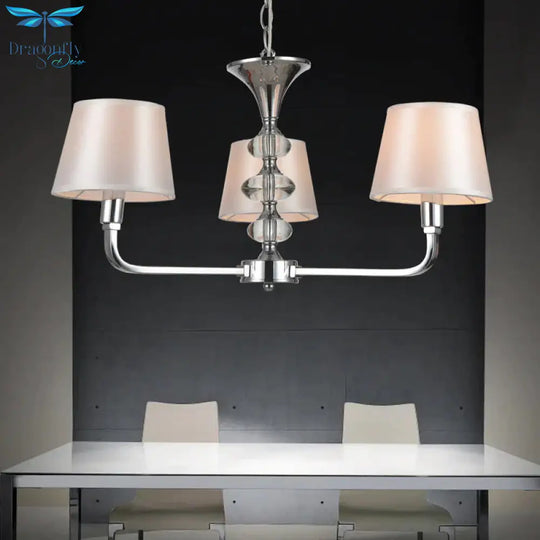 Classic 3 Bulbs Beige Fabric Hanging Chandelier Light Ceiling Fixture For Kitchen
