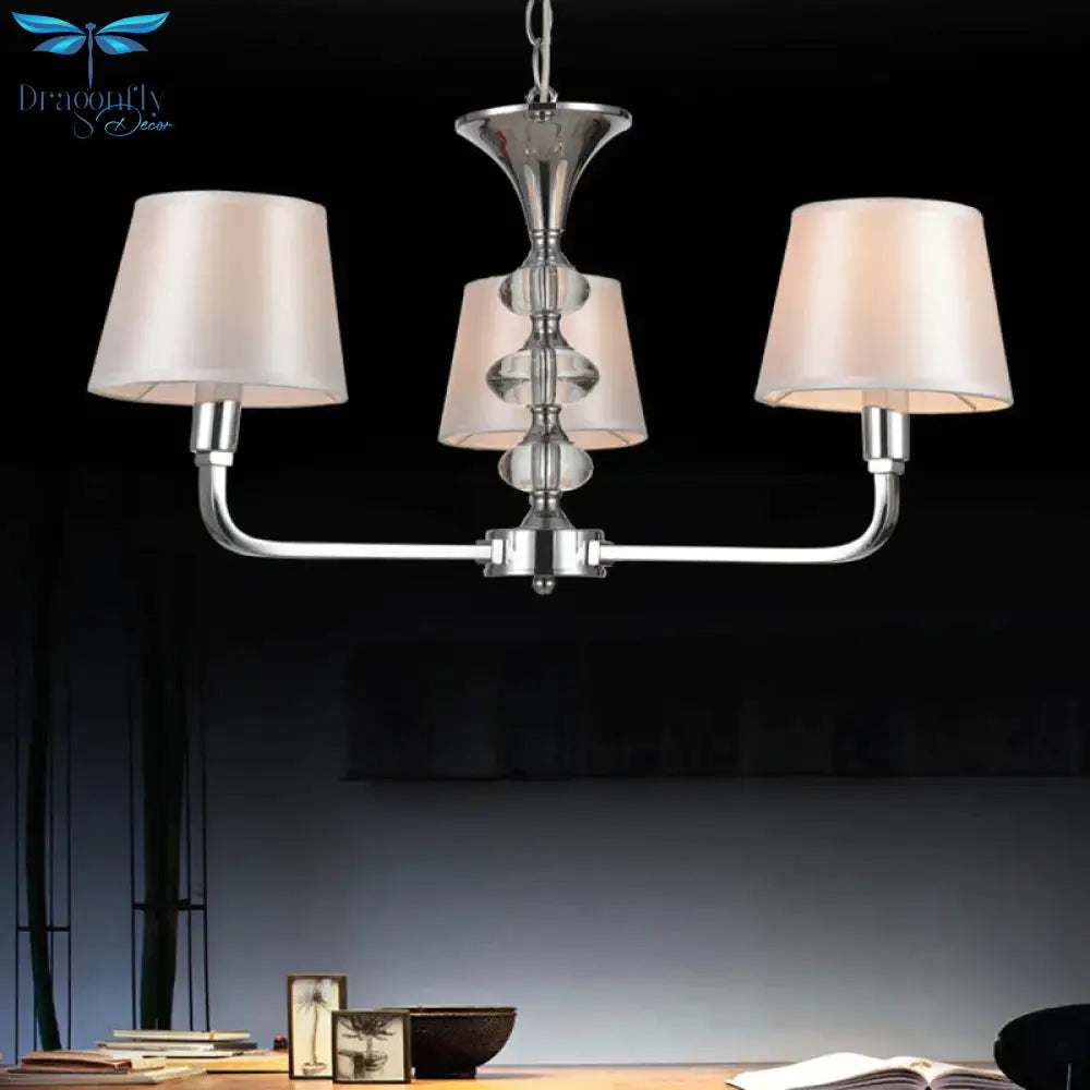 Classic 3 Bulbs Beige Fabric Hanging Chandelier Light Ceiling Fixture For Kitchen