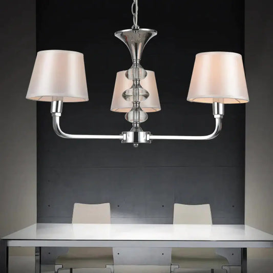 Classic 3 Bulbs Beige Fabric Hanging Chandelier Light Ceiling Fixture For Kitchen
