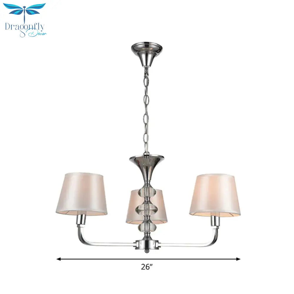 Classic 3 Bulbs Beige Fabric Hanging Chandelier Light Ceiling Fixture For Kitchen