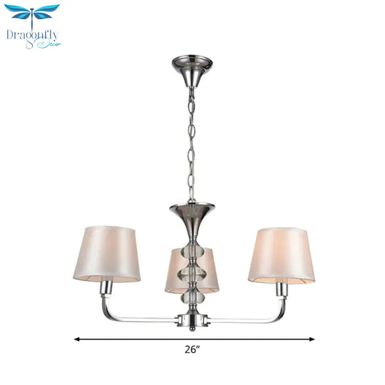 Classic 3 Bulbs Beige Fabric Hanging Chandelier Light Ceiling Fixture For Kitchen