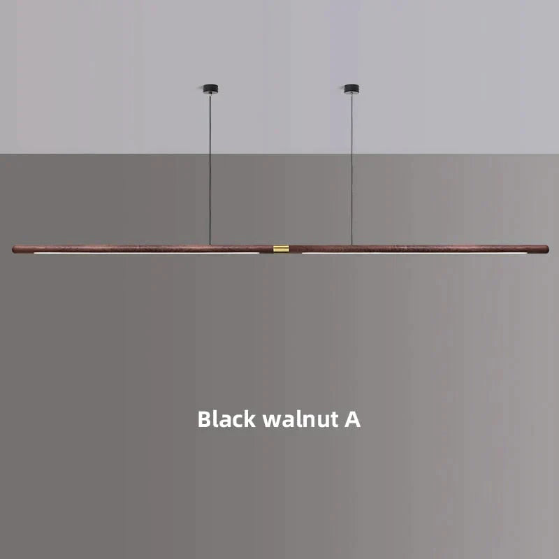 Claudo - Linear Nordic Black Walnut Led Solid Wood Pendant Lights Black Walnut A / 220Cm 36W|Warm