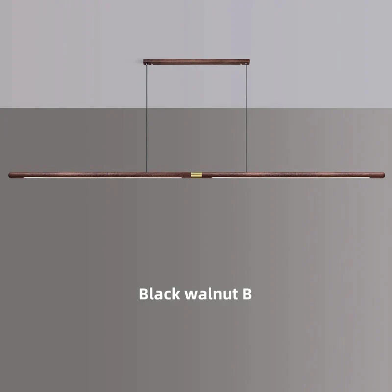Claudo - Linear Nordic Black Walnut Led Solid Wood Pendant Lights Black Walnut B / 220Cm 36W|Warm