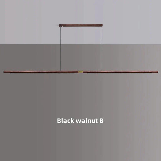 Claudo - Linear Nordic Black Walnut Led Solid Wood Pendant Lights Black Walnut B / 220Cm 36W|Warm