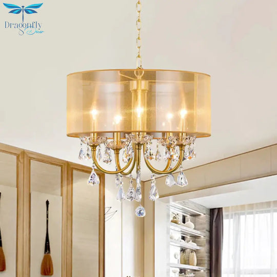 Clear Crystal Glass Candle Ceiling Pendant Light Warehouse 5 Lights Dining Room Chandelier With