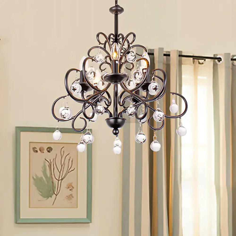 Clear Crystal Teardrop Ceiling Pendant Light Vintage Style 5 Bulbs Chandelier Lamp With Candle In