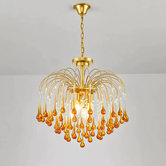 Clear/Deep Tan Crystal Sputnik Pendant Chandelier Traditionary 3/5/6 Bulbs Ceiling Hanging Light In