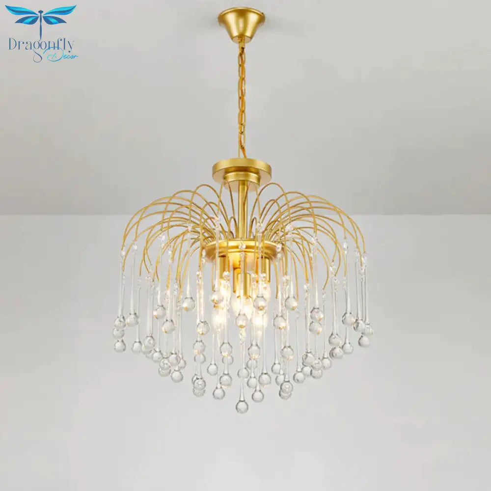 Clear/Deep Tan Crystal Sputnik Pendant Chandelier Traditionary 3/5/6 Bulbs Ceiling Hanging Light In