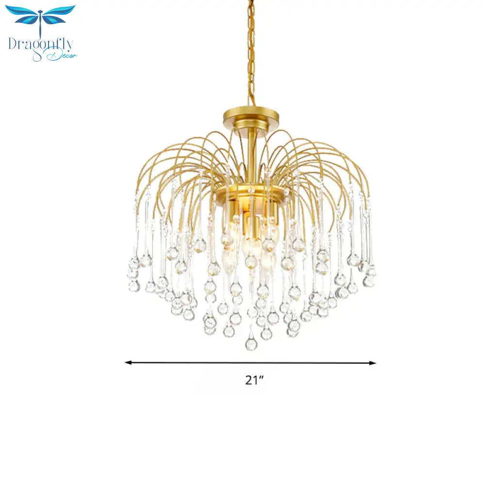 Clear/Deep Tan Crystal Sputnik Pendant Chandelier Traditionary 3/5/6 Bulbs Ceiling Hanging Light In