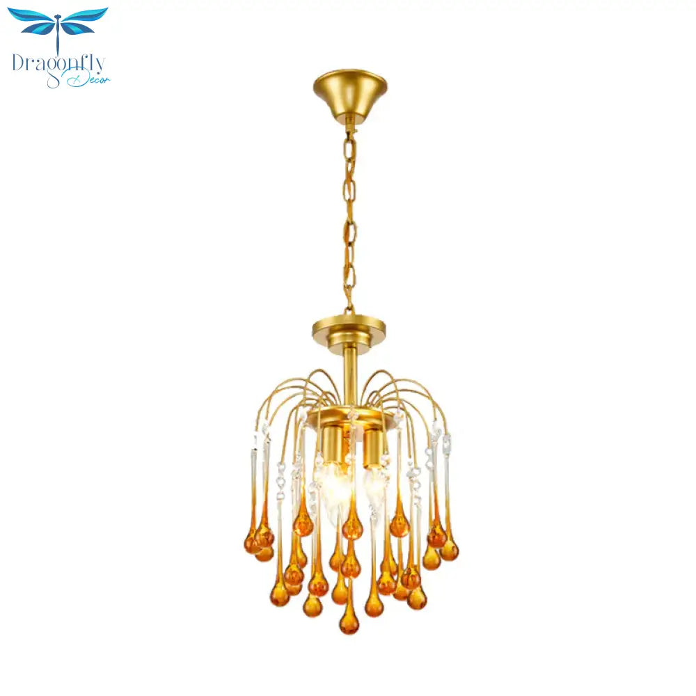 Clear/Deep Tan Crystal Sputnik Pendant Chandelier Traditionary 3/5/6 Bulbs Ceiling Hanging Light In
