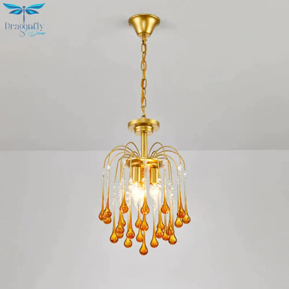 Clear/Deep Tan Crystal Sputnik Pendant Chandelier Traditionary 3/5/6 Bulbs Ceiling Hanging Light In