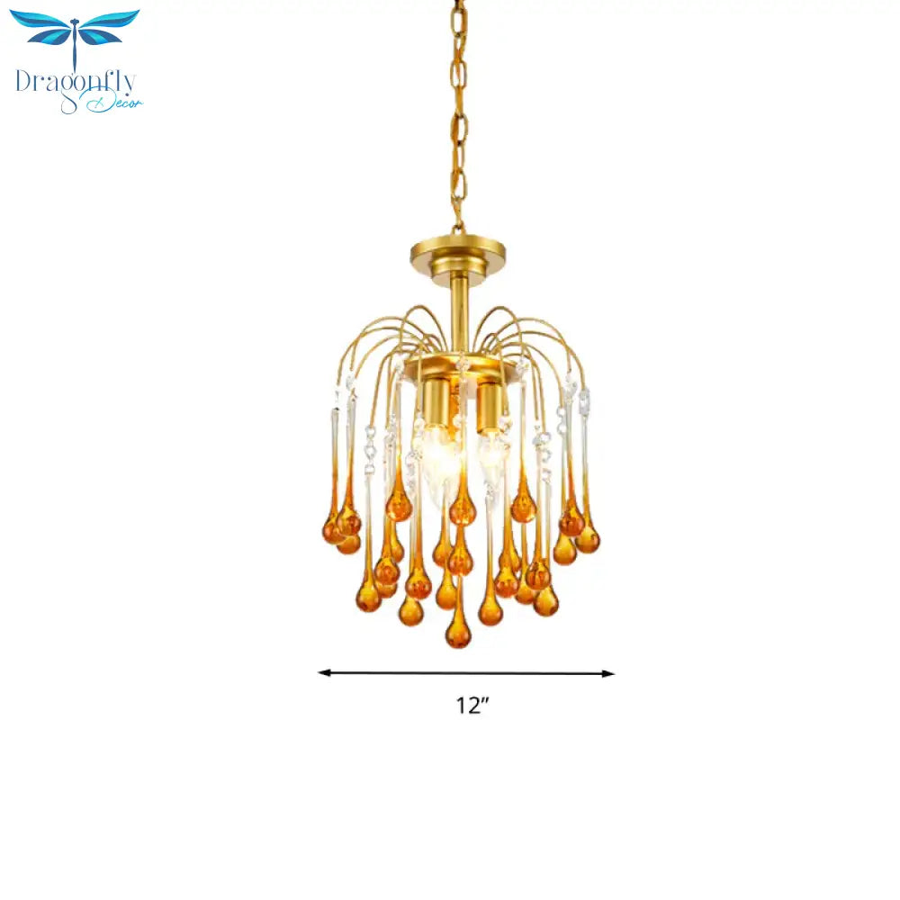 Clear/Deep Tan Crystal Sputnik Pendant Chandelier Traditionary 3/5/6 Bulbs Ceiling Hanging Light In