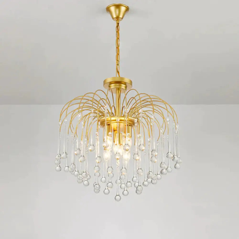 Clear/Deep Tan Crystal Sputnik Pendant Chandelier Traditionary 3/5/6 Bulbs Ceiling Hanging Light In