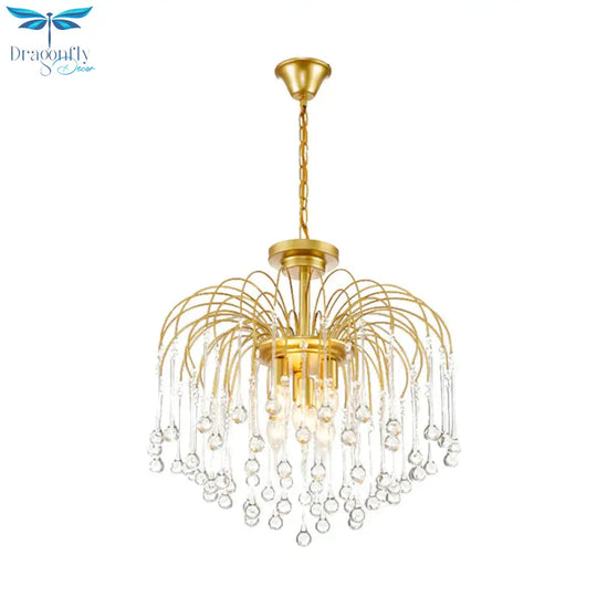 Clear/Deep Tan Crystal Sputnik Pendant Chandelier Traditionary 3/5/6 Bulbs Ceiling Hanging Light In