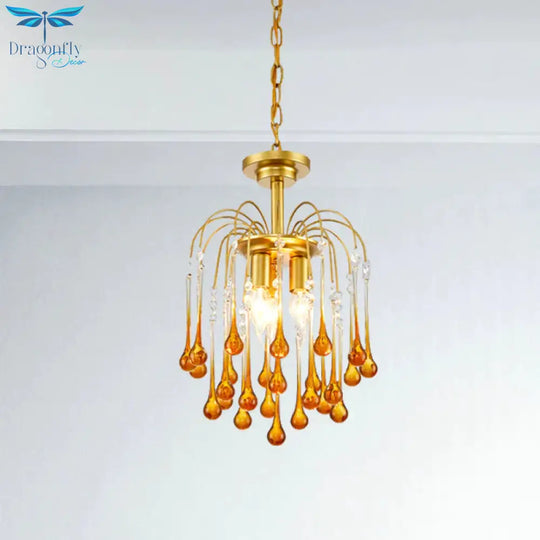 Clear/Deep Tan Crystal Sputnik Pendant Chandelier Traditionary 3/5/6 Bulbs Ceiling Hanging Light In