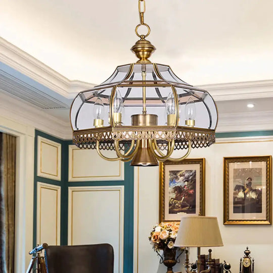 Clear Glass Gourd Chandelier Light Fixture Traditional 7 Bulbs Dining Room Ceiling Pendant Lamp In