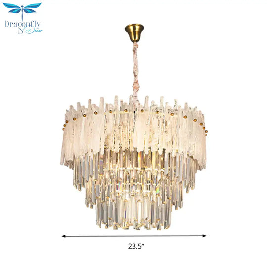 Clear Tri - Sided Crystal Rod Tiered Drop Lamp Modernism 11/23 Lights Living Room Pendant Chandelier