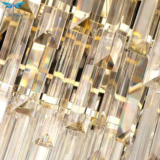 Clear Tri - Sided Crystal Rod Tiered Drop Lamp Modernism 11/23 Lights Living Room Pendant Chandelier