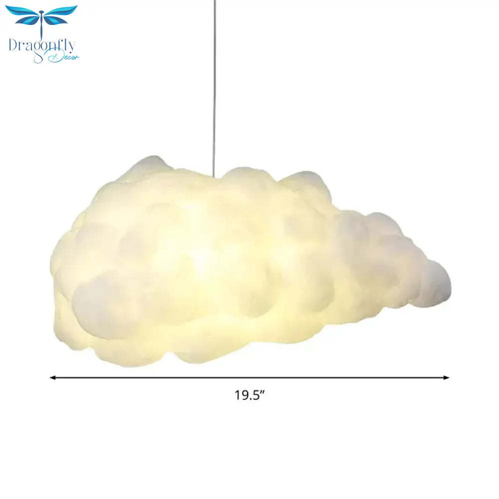 Cloudy Hanging Pendant Light Artistry Fabric 1 - Head Living Room Ceiling In White