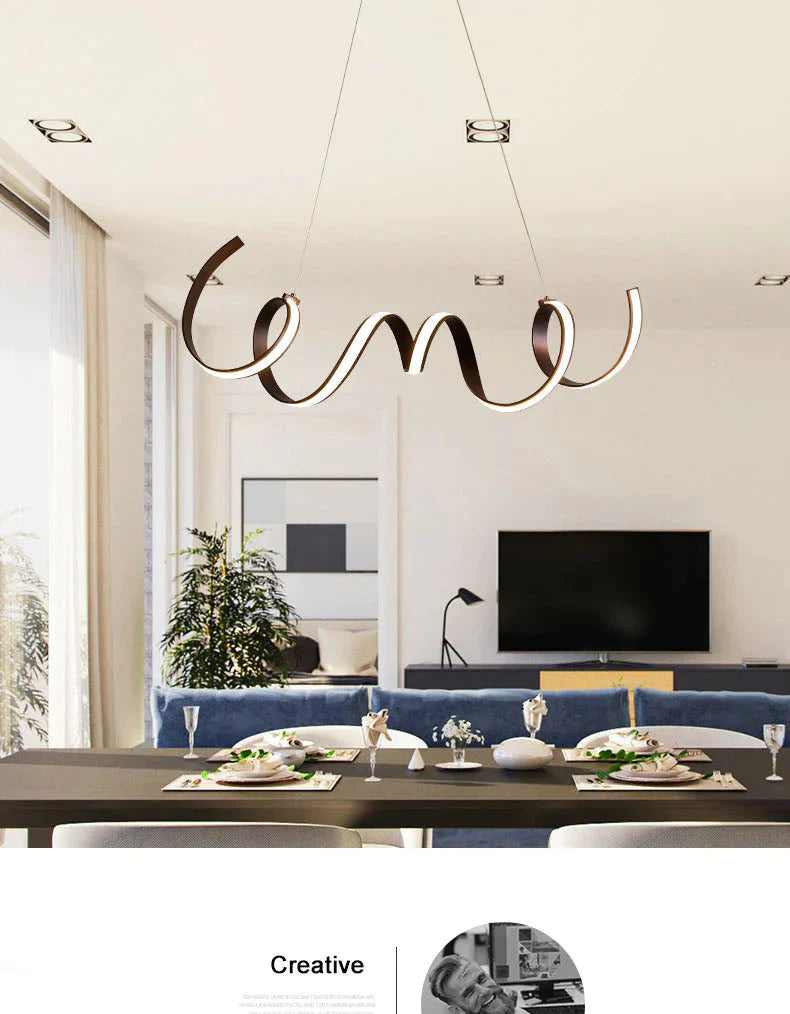 Coffee Finish Modern Led Pendant Lights For Living Room Dining Kitchen Acrylic Aluminum Body Lamp