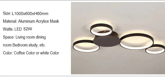 Coffee Or White Finish Modern Led Ceiling Lights For Living Room Master Bedroom Home Deco Lamp