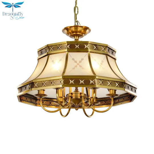 Colonial Style Brass Chandelier Pendant Light With 4 Bulbs