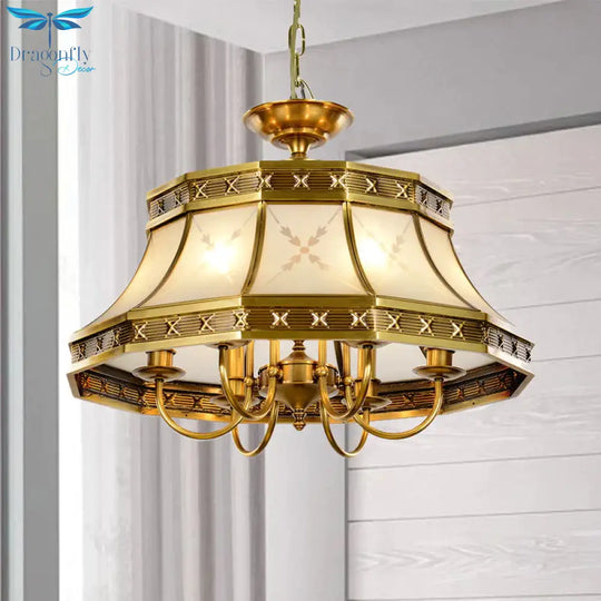 Colonial Style Brass Chandelier Pendant Light With 4 Bulbs