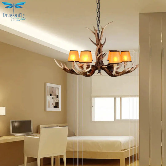 Cone Resin Ceiling Lamp Traditional 6/8/10 - Head Living Room Chandelier Pendant Light With