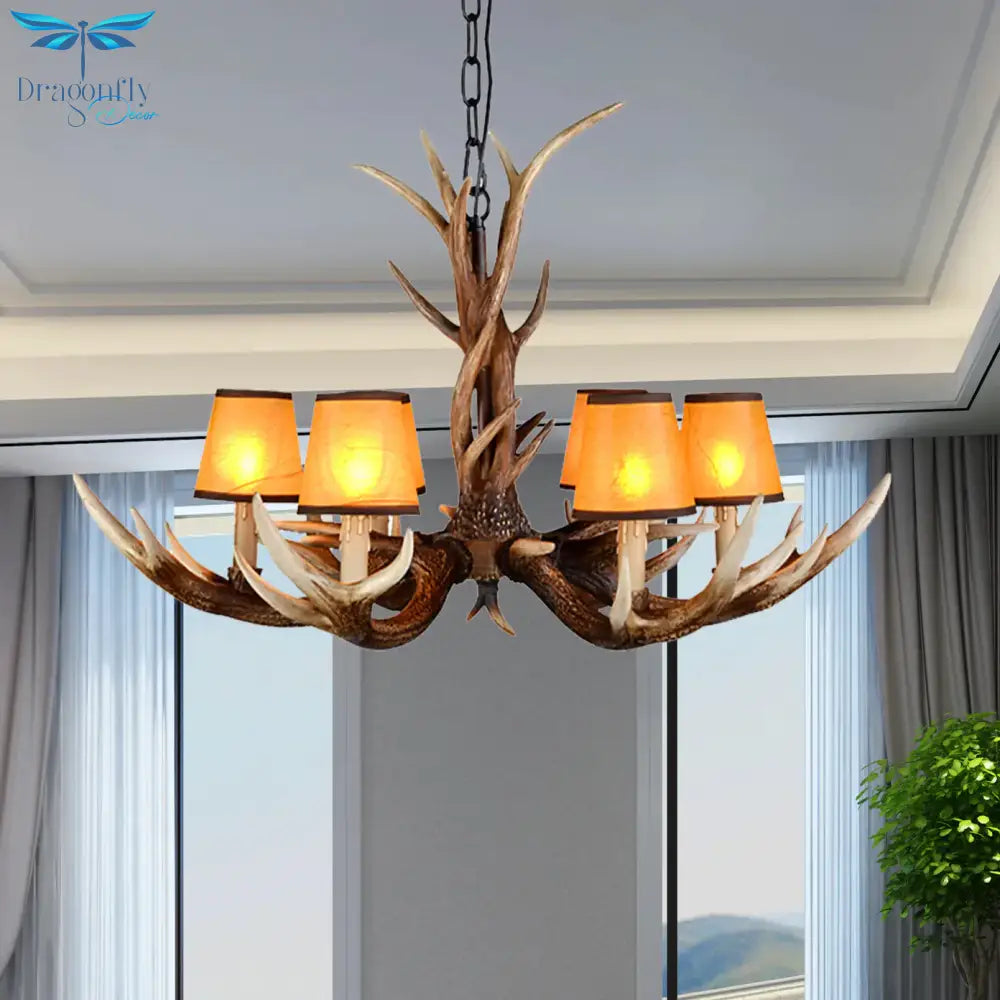 Cone Resin Ceiling Lamp Traditional 6/8/10 - Head Living Room Chandelier Pendant Light With