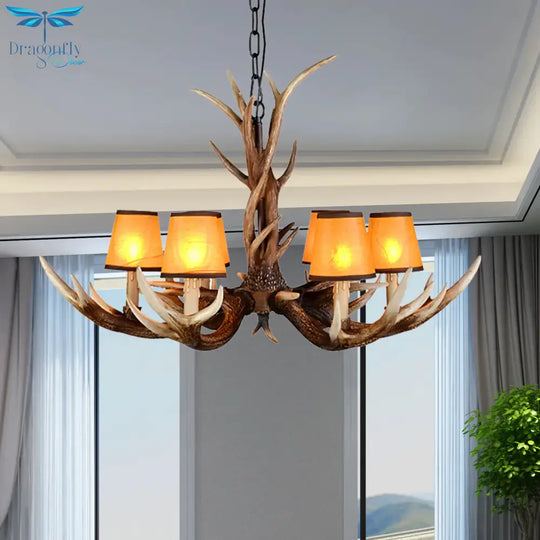 Cone Resin Ceiling Lamp Traditional 6/8/10 - Head Living Room Chandelier Pendant Light With
