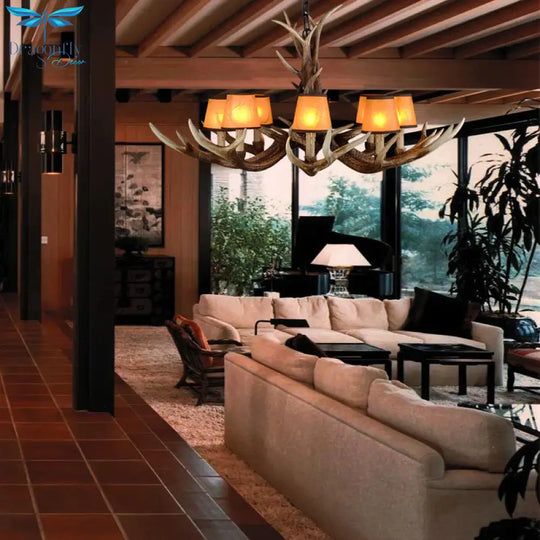 Cone Resin Ceiling Lamp Traditional 6/8/10 - Head Living Room Chandelier Pendant Light With