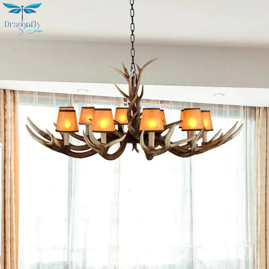 Cone Resin Ceiling Lamp Traditional 6/8/10 - Head Living Room Chandelier Pendant Light With