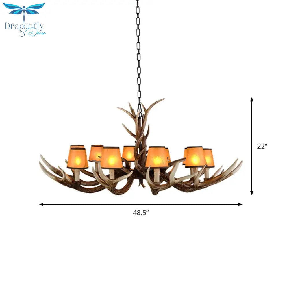 Cone Resin Ceiling Lamp Traditional 6/8/10 - Head Living Room Chandelier Pendant Light With