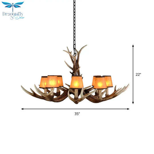 Cone Resin Ceiling Lamp Traditional 6/8/10 - Head Living Room Chandelier Pendant Light With
