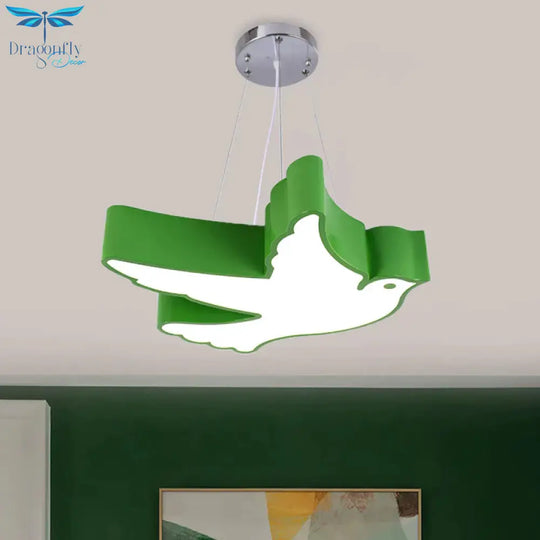Contemporary Led Pendant Chandelier Blue/Green/Red Flying Bird Suspended Lighting Fixture With