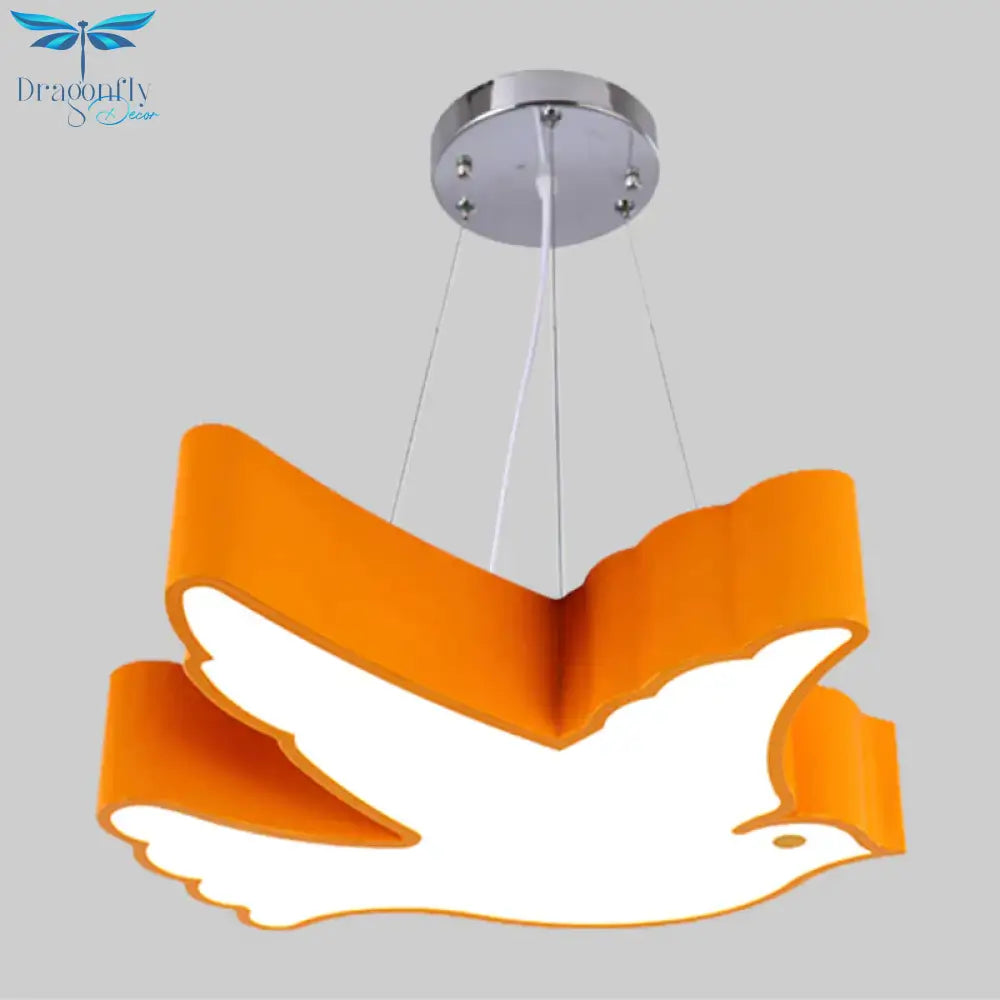 Contemporary Led Pendant Chandelier Blue/Green/Red Flying Bird Suspended Lighting Fixture With