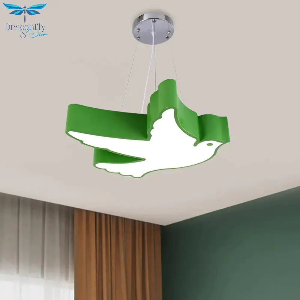 Contemporary Led Pendant Chandelier Blue/Green/Red Flying Bird Suspended Lighting Fixture With