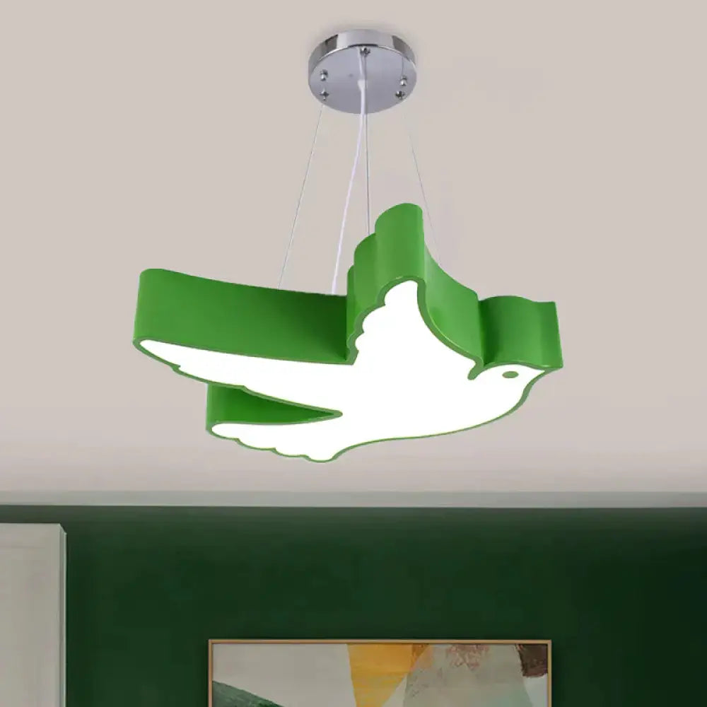 Contemporary Led Pendant Chandelier Blue/Green/Red Flying Bird Suspended Lighting Fixture With